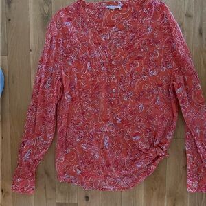 Carve Designs Coral and White Paisley Button-Down Blouse